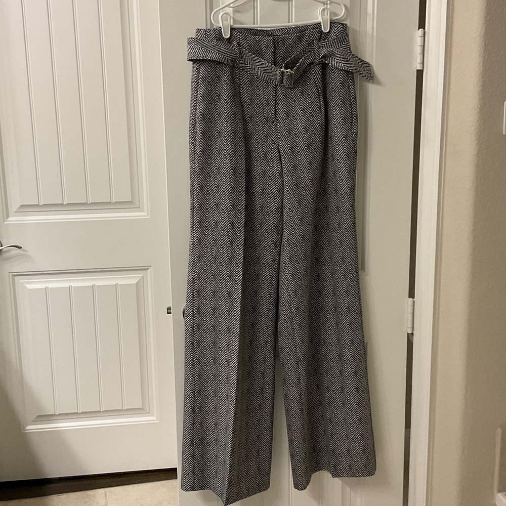White House Black Market Black and White Wide Leg Pants